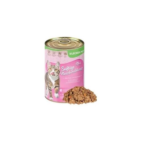 12 x 400 g Lecker.Pet® Leo's Saftige Fleischmahlzeit mit Pute & Gemüse Katzenfutter Nassfutter