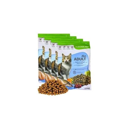 10 kg Lecker.Pet® Leo's Adult Geflügel & Forelle Katzenfutter Trockenfutter Vollnahrung