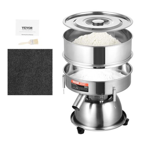 VEVOR Siebmaschine, elektrisches Mehlsieb, Vibrationssiebmaschine, automatisches Sieb zum Sieben 10 + 60 Maschen, 45 W Pulversiebmaschine Vibrationssiebmaschine für Mehl, Mungbohnen, Reis, Silber
