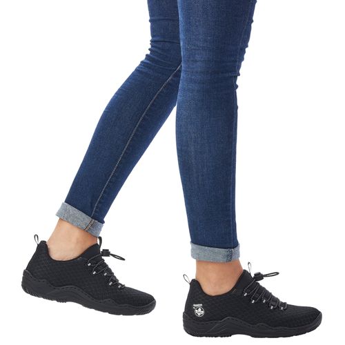 Slip-On Sneaker RIEKER, Damen, Gr. 40, schwarz, Textil, Synthetik, sportlich, Schuhe Halbschuh Slip-on-Sneaker Sneaker low, Outdoor Schuh, Schlupfschuh, Slipper mit praktischem Schnellverschluss, Topseller