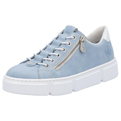 Slip-On Sneaker RIEKER, Damen, Gr. 36, blau (hellblau), Lederimitat, sportlich, Schuhe, mit Reißverschluss außen, Freizeitschuh, Halbschuh, Schlupfschuh, Topseller