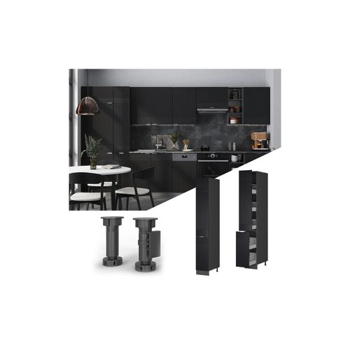 Vicco Apothekerhochschrank Fame-Line Anthrazit Schwarz gestreift 30 cm