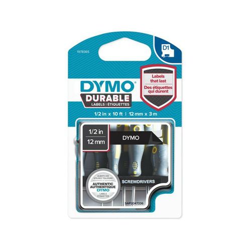 Dymo Durable 1978365 Schriftbänder Weiß auf Schwarz (12 mm)