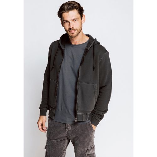 Hoodie ZHRILL, Herren, Gr. L, schwarz, Sweatware, Obermaterial: 100% Baumwolle, unifarben, casual, normal kurz, Langarm Bündchen, Sweatshirts, in gewaschener Optik