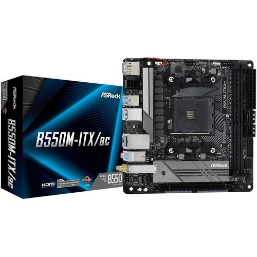 ASROCK Mainboard "B550M-ITX/ac", schwarz, B:17cm H:7cm T:17cm, Mainboards