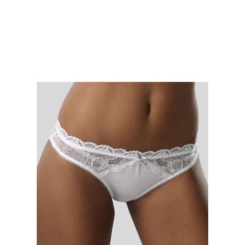 Rioslip LASCANA, Damen, Gr. 40/42, weiß, Microtouch, Spitze, Obermaterial: 90% Polyamid, 10% Elasthan, figurbetont, Unterhosen Hochzeitsdessous Hochzeitswäsche Reizwäsche Slip Spitzenwäsche String Tanga