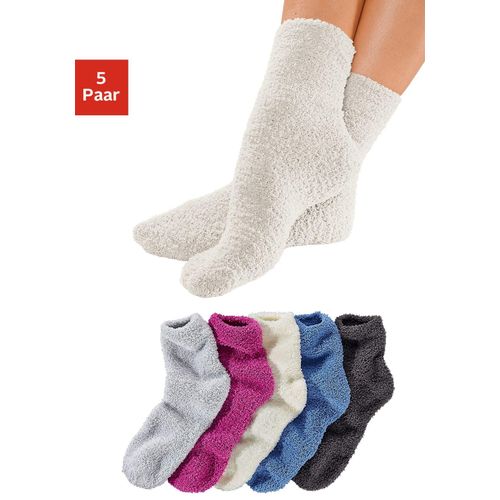 Kuschelsocken LAVANA, Damen, Gr. 35-38, bunt (grau, ecru, pink, blau, anthrazit), Polyester, Elasthan, unifarben, elastisch, Socken, ideal als Bettsocken