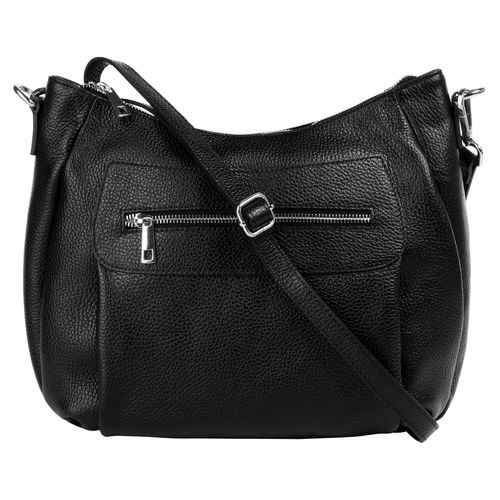 Umhängetasche SAMANTHA LOOK, Damen, Gr. B/H/T: 30cm x 25cm x 7cm onesize, schwarz, Leder, unifarben, Taschen, echt Leder, Made in Italy