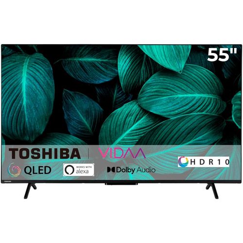 TOSHIBA QLED-Fernseher, E (A-G), schwarz, 55, Fernseher