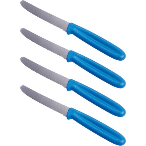 Tafelmesser GSD HAUSHALTSGERÄTE, blau, 4 tlg., Stahl, Essmesser, mit Wellenschliff