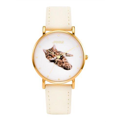 Quarzuhr, beige, Armbanduhren, Damen