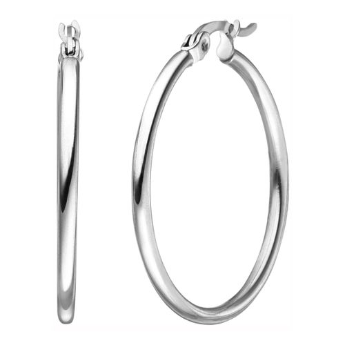 Paar Creolen JOBO, silber (edelstahlfarben), Ohrringe, Damen, Edelstahl, Edelstahl 30 mm