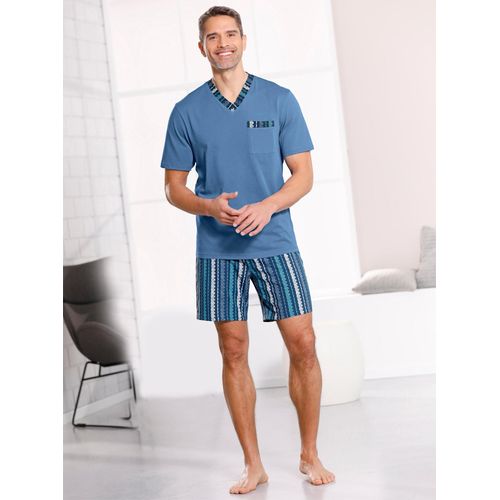 Shorty, Herren, Gr. 60/62, blau (mittelblau, gestreift), 100% Baumwolle, Homewear-Sets