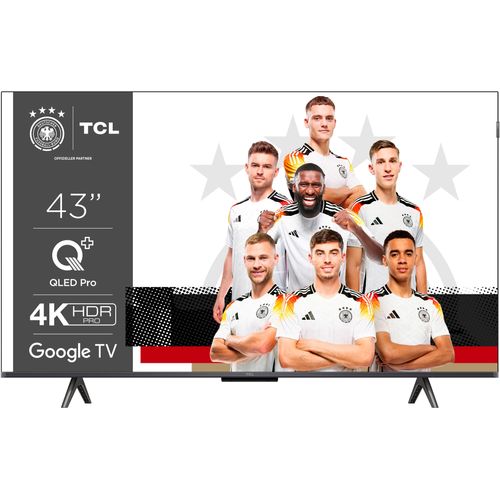 TCL QLED-Fernseher, F (A-G), grau (titanium), 43, Fernseher