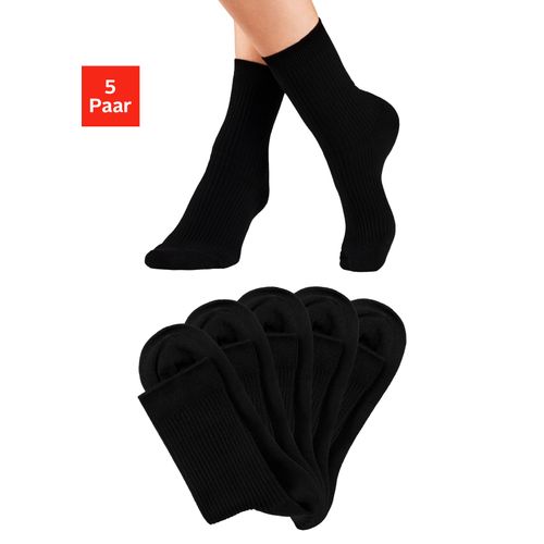 Basicsocken LAVANA, Damen, Gr. 35-38, schwarz (5x schwarz), Obermaterial: 80% Baumwolle, 18% Polyamid, 2% Elasthan, unifarben, elastisch, Socken, mit feiner Rippe