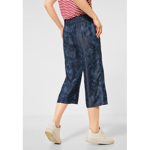 Loose-fit-Jeans STREET ONE, Damen, Gr. 30, Länge 20, blau (blau snake laser print), Stoff, Jeans, 100% Lyocell, animal-print, unifarben, modisch, 3/4-Länge, Jeans, aus Lyocell