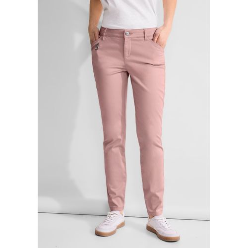 Röhrenhose STREET ONE, Damen, Gr. 44, Länge 30, rosa (dessert rose), Web, 97% Baumwolle, 3% Elasthan, unifarben, casual, gerade lang, Hosen, Middle Waist