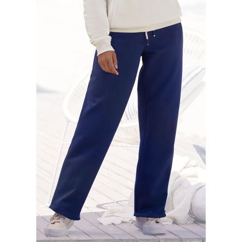 Sweathose H.I.S, Damen, Gr. 40/42, N-Gr, blau (dunkelblau), Sweatware, Obermaterial: 60% Baumwolle, 40% Polyester, unifarben, casual, bequem lang, Hosen, mit elastischen Tunnelzugbund
