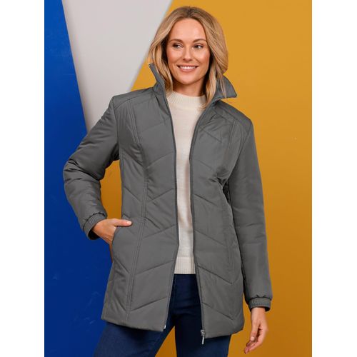 Steppjacke CLASSIC BASICS, Damen, Gr. 44, grau (anthrazit), 100% Polyester, Wattierung:100% Polyester, Langarm, Jacken