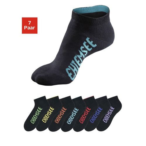 Sneakersocken CHIEMSEE, Damen, Gr. 39-42, schwarz, Polyamid, Baumwolle, Elasthan, unifarben, elastisch, Socken, mit farbigen Logos