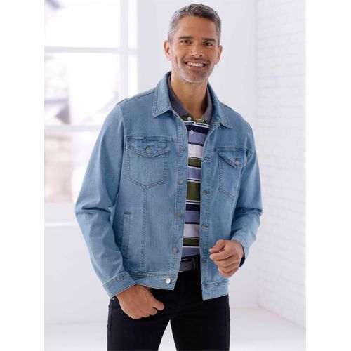 Jeansjacke CLASSIC, Herren, Gr. 52, blau (blau, bleached), 99% Baumwolle, 1% Elasthan, unifarben, Langarm, Jacken