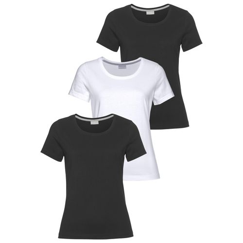 T-Shirt EASTWIND, Damen, Gr. 44/46, schwarz-weiß (schwarz, schwarz, weiß), Obermaterial: 100% Baumwolle, Basic, figurumspielend hüftlang, Kurzarm, Shirts, Kurzarm, hüftlang, für die Freizeit, aus Baumwolle