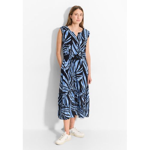 Sommerkleid CECIL, Damen, Gr. XXL (46), US-Größen, blau (universal blau), Stoff, 100% Viskose, bedruckt, casual, gerade wadenlang, Rundhals, ohne Ärmel Bündchen, Kleider, mit Eingrifftaschen