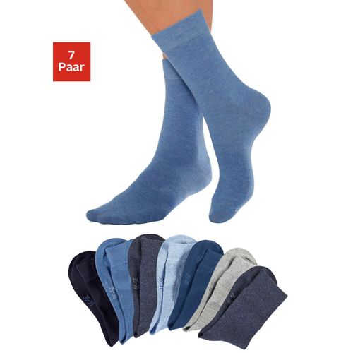 Basicsocken LAVANA, Damen, Gr. 39-42, blau (jeans), Polyamid, Baumwolle, Elasthan, melange, elastisch, Socken, mit druckfreiem Bündchen