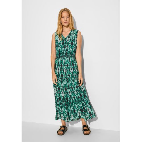 Sommerkleid CECIL, Damen, Gr. XXL (46), US-Größen, grün (fir grün), Stoff, 100% Lenzing EcoVero Viscose, bedruckt, casual, gerade lang, V-Ausschnitt, ohne Ärmel Bündchen, Kleider, mit Volant