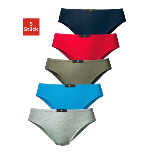 Slip H.I.S, Damen, Gr. 58, bunt (marine, rot, khaki, blau, grau, meliert), Obermaterial: 95% Baumwolle, 5% Elasthan, unifarben, körpernah, Unterhosen, aus elastischer Baumwoll-Qualität