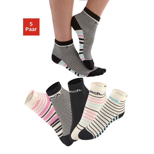 Kurzsocken BENCH., Damen, Gr. 39-42, bunt (bunt, gestreift), Polyamid, Baumwolle, Elasthan, gestreift, elastisch, Socken, im Streifendesign