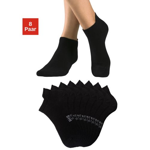 Sneakersocken H.I.S, Damen, Gr. 39-42, schwarz (8x schwarz), Baumwollmischung, unifarben, elastisch, Socken, mit verlängertem Bündchen hinten