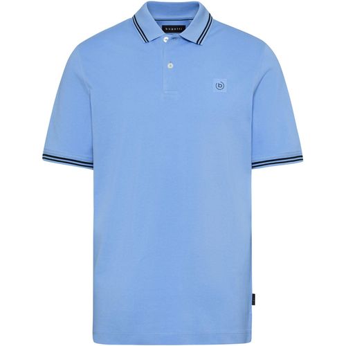 Poloshirt BUGATTI, Herren, Gr. XL, blau (blaugrau), Piquu00e9, Obermaterial: 100% Baumwolle, unifarben, casual, regular fit normal, Rundhals, Kurzarm eingesetzt Strickbündchen kontrastfarben, Shirts, mit sportiven Kontraststreifen