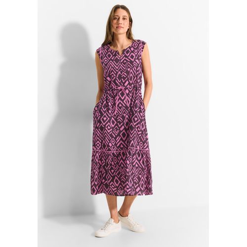 Sommerkleid CECIL, Damen, Gr. XL (44), US-Größen, rot (aubergine rot), Stoff, 100% Viskose, bedruckt, casual, gerade wadenlang, Rundhals, ohne Ärmel Bündchen, Kleider, mit Eingrifftaschen