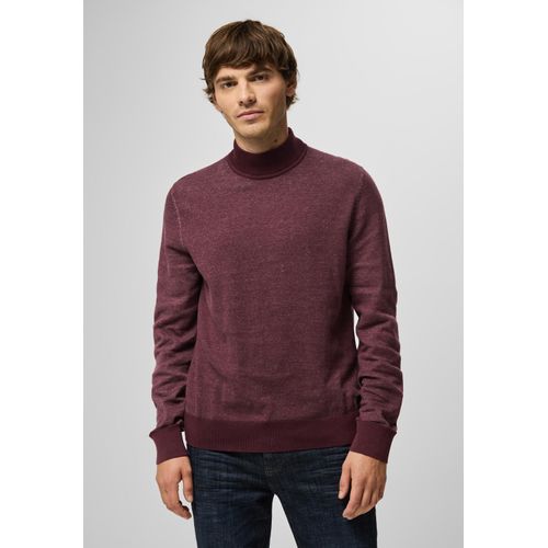 Rollkragenpullover STREET ONE MEN, Herren, Gr. L (42), rot (vintage rot), Web, 100% Baumwolle, unifarben, casual, gerade normal, hoch geschlossener Ausschnitt, Langarm Bündchen, Pullover, in Melange Optik