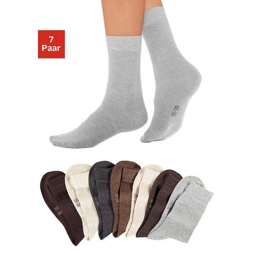 Basicsocken LAVANA, Damen, Gr. 35-38, braun, Polyamid, Baumwolle, Elasthan, melange, elastisch, Socken, mit druckfreiem Bündchen