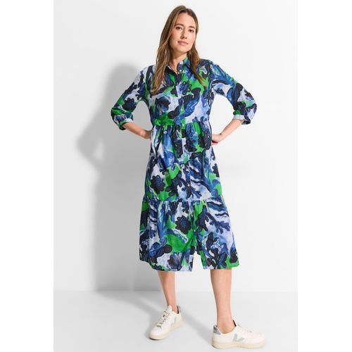 Blusenkleid CECIL, Damen, Gr. XXL (46), US-Größen, weiß (vanilleweiß), Web, 100% Baumwolle, bedruckt, casual, gerade kniebedeckend, V-Ausschnitt, 3/4-Ärmel Bündchen, Kleider, mit Knopfleiste