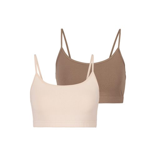 Bustier LASCANA, Damen, Gr. 44/46, N-Gr, bunt (champagner, nougat), Obermaterial: 95% Baumwolle, 5% Elasthan, unifarben, Basic, BHs Bustier, aus elastischer Baumwolle