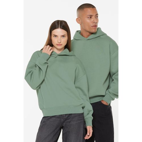 Kapuzensweatshirt HARLEM SOUL, Herren, Gr. M, grün (jade grün), Material: 65% Baumwolle, 35% Polyester, unifarben, casual, oversize, Rundhals, Langarm eingesetzt Rippbündchen, Sweatshirts, mit überschnittenen Schultern