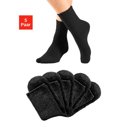 Kuschelsocken LAVANA, Damen, Gr. 39-42, schwarz (5x schwarz), Obermaterial: 92% Polyester, 6% Polyamid, 2% Elasthan, unifarben, elastisch, Socken, ideal als Bettsocken