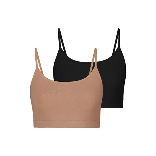 Bustier LASCANA, Damen, Gr. 44/46, N-Gr, schwarz (beige, schwarz), Obermaterial: 95% Baumwolle, 5% Elasthan, unifarben, Basic, BHs Bustier, aus elastischer Baumwolle