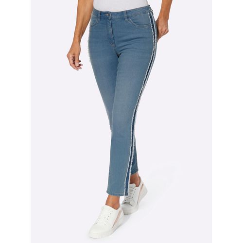 Röhrenjeans CLASSIC BASICS, Damen, Gr. 50, Normalgrößen, blau (blau, bleached), 81% Baumwolle, 17% Polyester, 2% Elasthan, gemustert, mehrfarbig, lang, Jeans