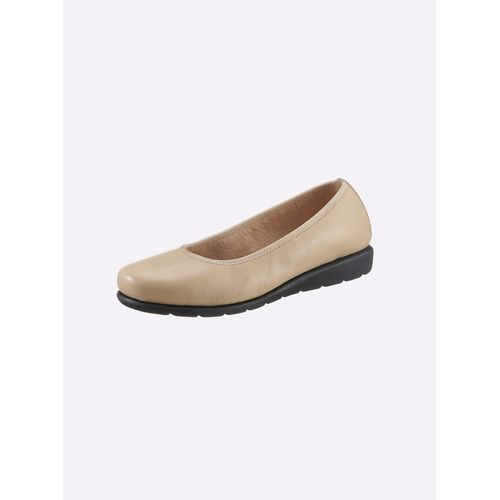 Ballerina CLASSIC BASICS, Damen, Gr. 37, beige, Glattleder, Basic, Schuhe