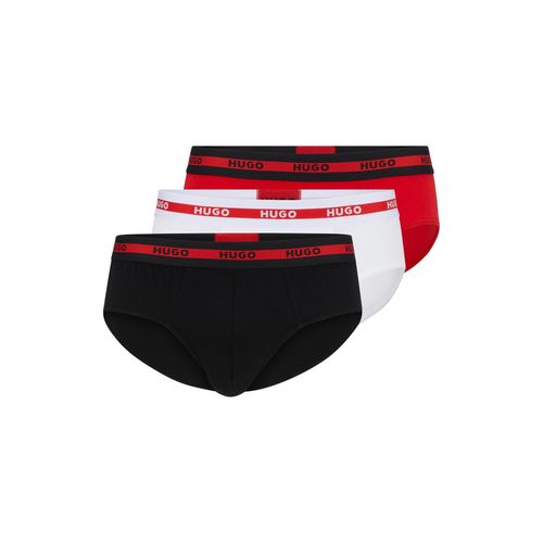 Slip HUGO UNDERWEAR, Herren, Gr. XL (54), rot (hellrot, weiß, schwarz), Jersey, Obermaterial: 95% Baumwolle, 5% Elasthan, unifarben, kontrastfarbene Details, eng, Unterhosen, mit Kontraststreifen und Logoschriftzügen auf dem Bund