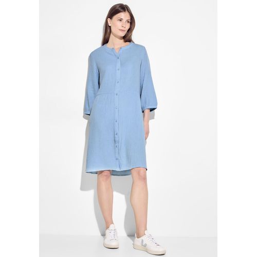 Sommerkleid CECIL, Damen, Gr. L (42), US-Größen, blau (soft light blau), Web, 100% Baumwolle, unifarben, casual, gerade knielang, Rundhals, 3/4-Ärmel Bündchen, Kleider, aus 100% Baumwolle