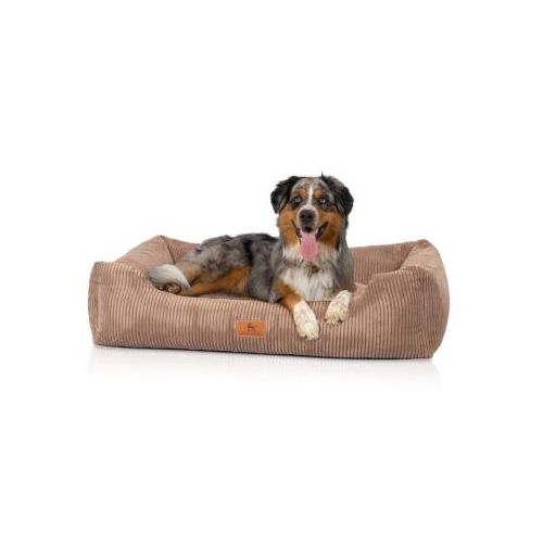 Knuffelwuff Hundebett aus Cord mit Handwebcharakter Olivia braun M-L