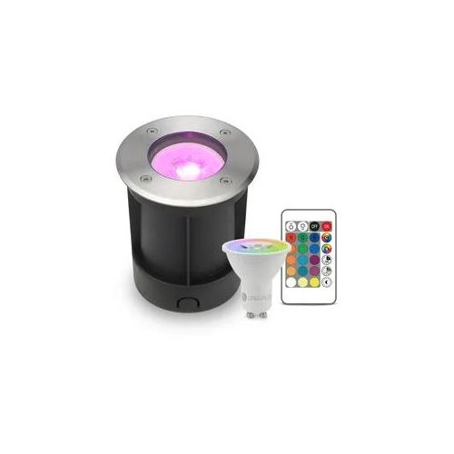 LED Bodeneinbaustrahler rund Edelstahl 230V IP67 - Leuchtmittel: GU10 5W RGB+CCT...