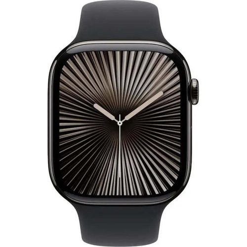 Apple Watch Series 10 GPS + Mobilfunk 42mm Schiefer Titanium Gehäuse mit schwarzem Sportband - S/M