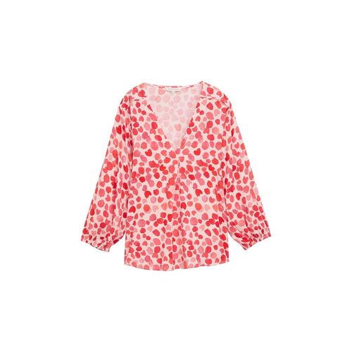 TOM TAILOR Damen Bluse mit V-Ausschnitt, weiß, Gemustert, Gr. 42