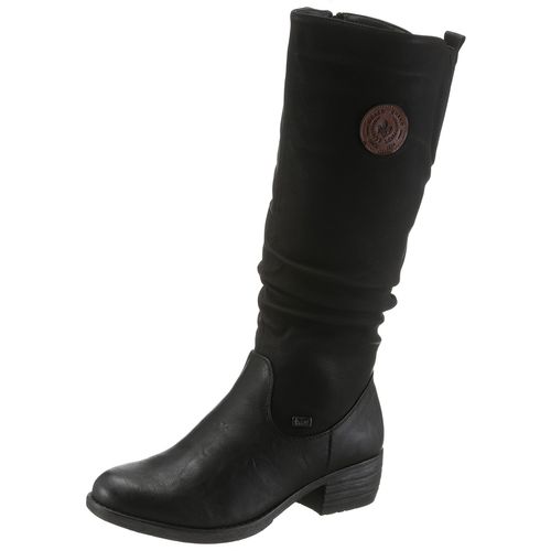 Winterstiefel RIEKER, Damen, Gr. 39, Normalschaft, schwarz, Lederimitat, Nubuklederimitat, elegant, Schuhe, Winterboots, Stiefel mit wasserabweisender Tex-Membran, Topseller